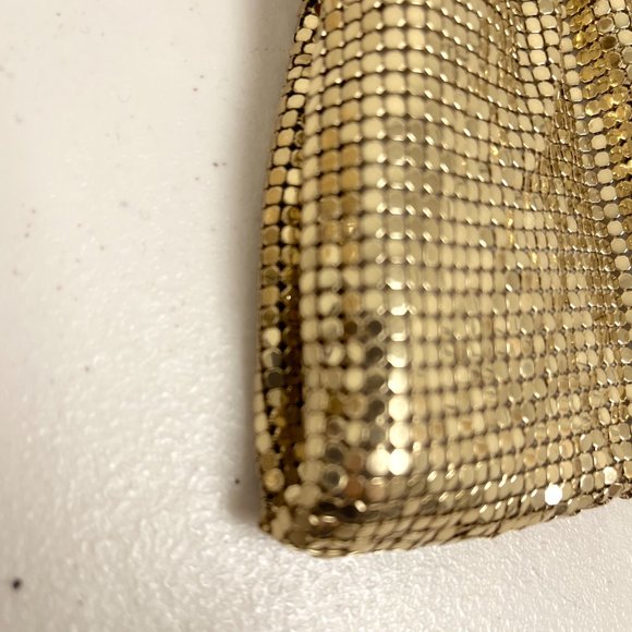 Whiting and Davis Vintage 60s gold mesh evening bag purse chain strap lined - Picture 11 of 12